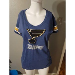 47 Brand Womens Blue Short Sleeve Graphic T Shirt ST Louis Blues Size XL